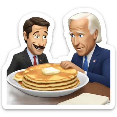 Ted Lasso eating pancakes with Joe Biden  sticker