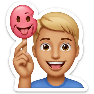 Happy face with tongue out with a 6 in one hand and 7 in the other sticker