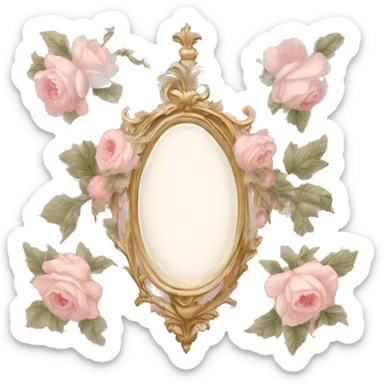 vintage rococo light pink dainty floral vanity sticker