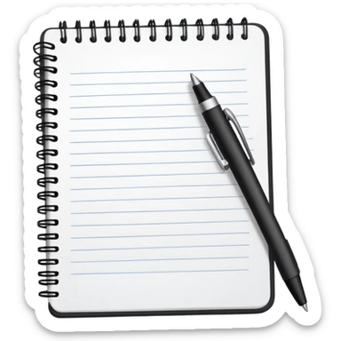 libreta con pluma escribiendo sticker