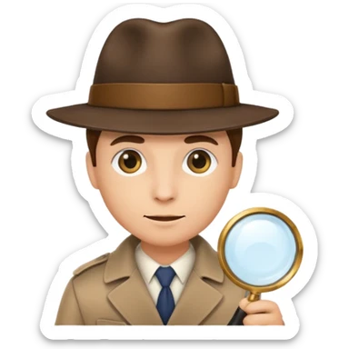 a detective film - detective in a hat with magnifying glass sticker