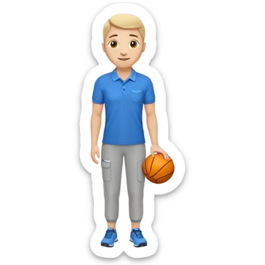full body physiotherapist, polo and sports pants, relaxed posture, emoji style sticker