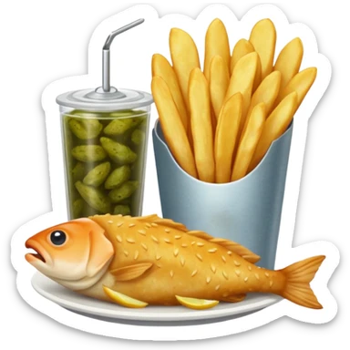Fish and chips and gerkin sticker