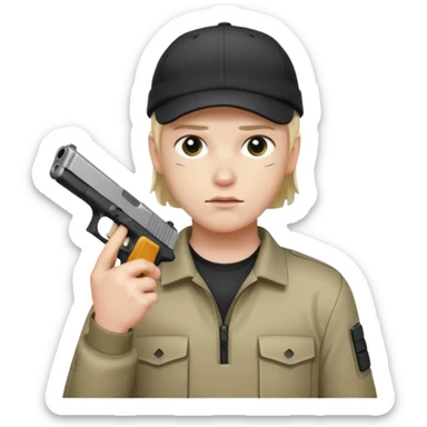 Emoji de iPhone Fantasma con glock 19 en la mano izquierda y con gorra sticker