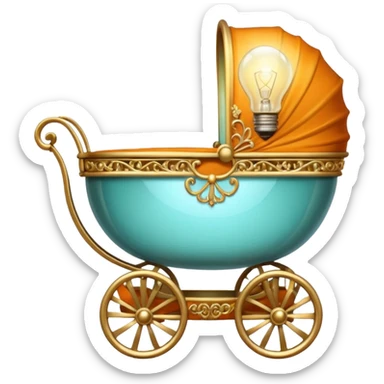 baby carriage with a lightbulb swaddled inside sticker