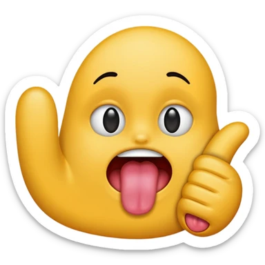 Tongue sticking out between fingers sticker