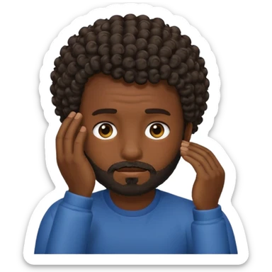 face palm man, dark skin , short hair curly , facial  small beard sticker