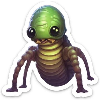alien worm creature scifi roguelike rpg style inspired by slay thee spire sticker