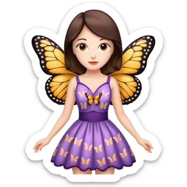 Beautiful lady in the butterfly dress sticker