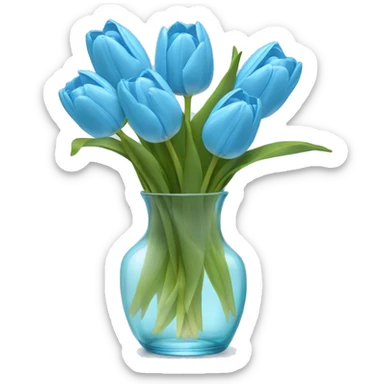Light blue tulips in glass vase  sticker
