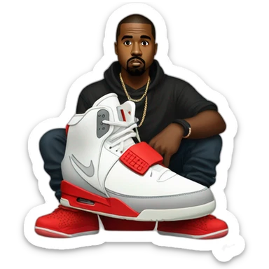 kanye west holding the nike air yeezy 2 red sticker