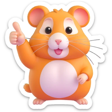 a hamster giving a thumbs down, clear hand gesture, expressive face sticker