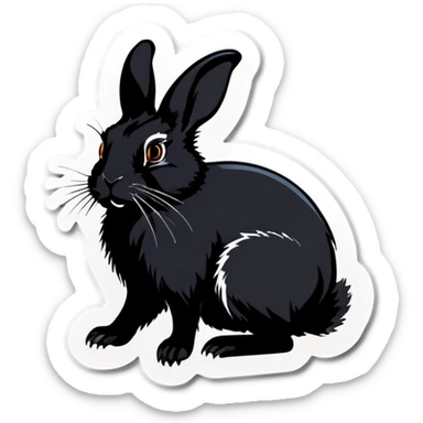 postage stamp of a black rabbit sticker