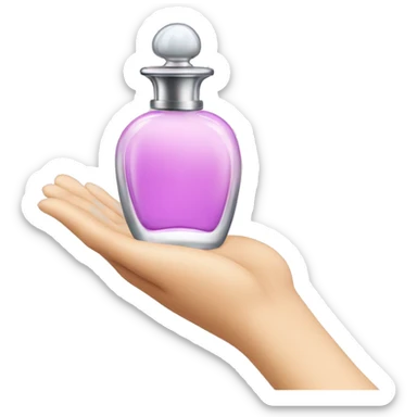 Hand holding perfume bottle sticker