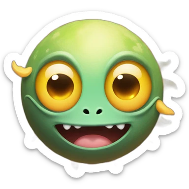 planet Sun with a cartoon dragon face with big feminine eyes sticker