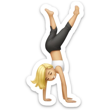 A blond girl who is doing a handstand sticker