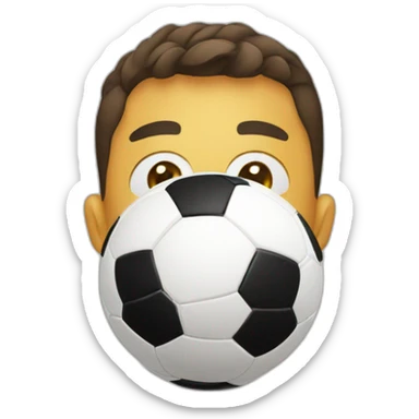 A mixture of a soccer ball and a face sticker