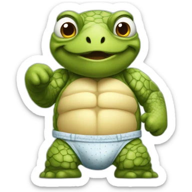 angry turtle in underpants hyperrealistic sticker