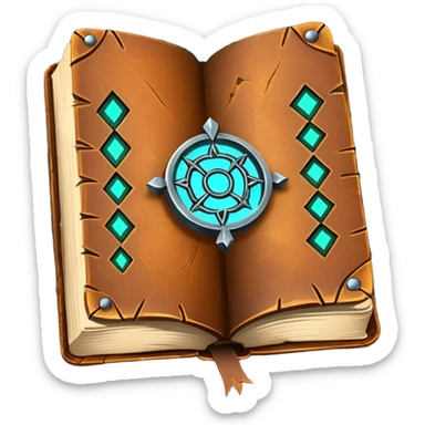 Spell Book – Old leather book with glowing runes and bookmarks sticker