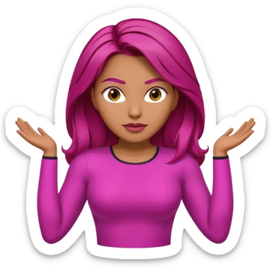 Latina superwoman with brown hair roots and fuchsia hair hands on hips sticker