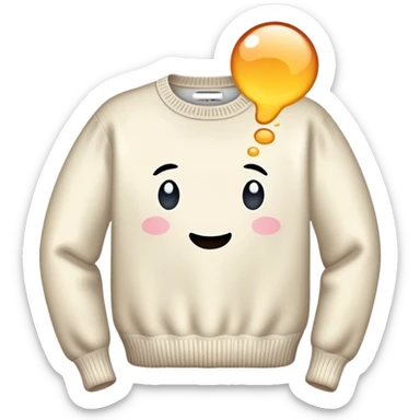 A thinking bubble that shows a white vintage sweater sticker
