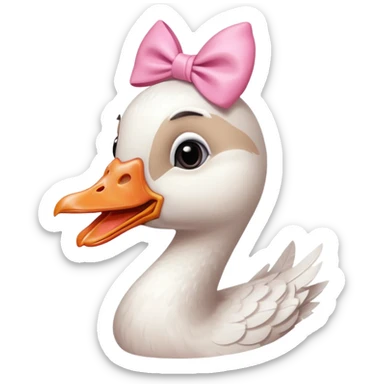 Silly goose wearing a pink bow and lipgloss sticker