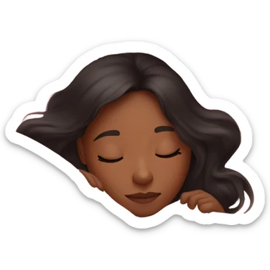 Pretty girl sleeping in pink sheets with brown skin and black hair  sticker