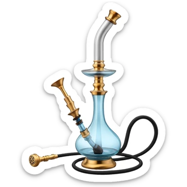 realistic modern hookah, sleek metal and glass design, ceramic hose, minimalistic, high detail, emoji style
 sticker
