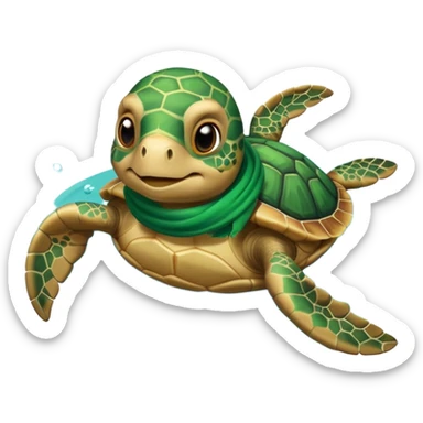 cute sea turtle wearing a green pirate scarf sticker