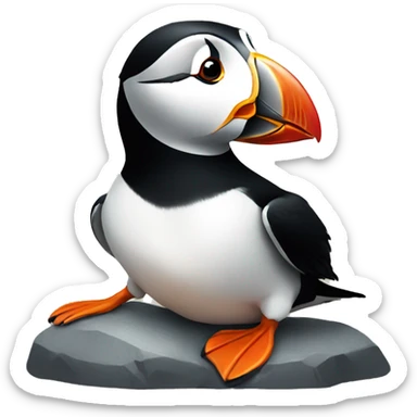 Puffin sitting on rocks  sticker