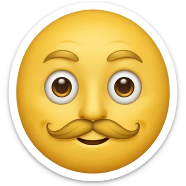 Mustache on a normal  yellow smiley with no dimple and more masculine expression  sticker