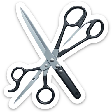 video film being cut by scissors sticker