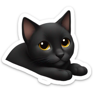 Cute black cat laying on a blanket sticker