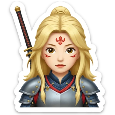 Lady samurai with long golden hair and white skin sticker