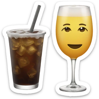 Drink with staw sticker