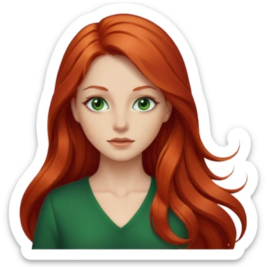 je veux un emoji femme rousse les yeux verts foncé et les cheveux plus longs  sticker