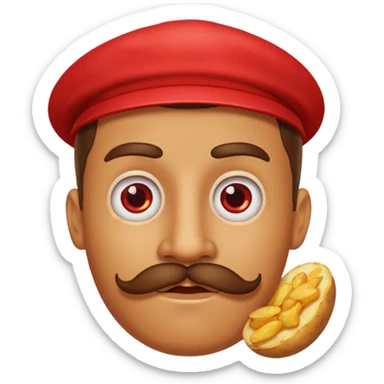 fried potato red pack with eyes and mustache sticker