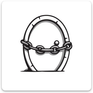 A chain lock wrapped around a circular door, securing it shut sticker