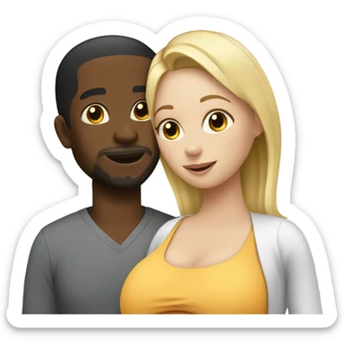 Blonde pregnant woman with black man sticker