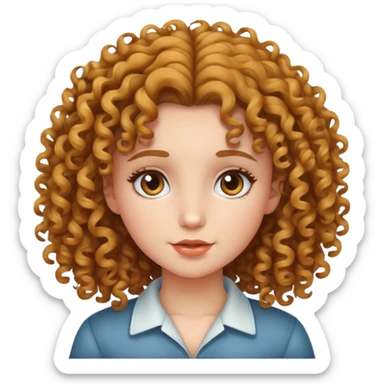 A gril with curly hair sticker