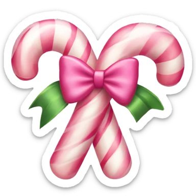A light pink candy canes, with pink bow on it sticker