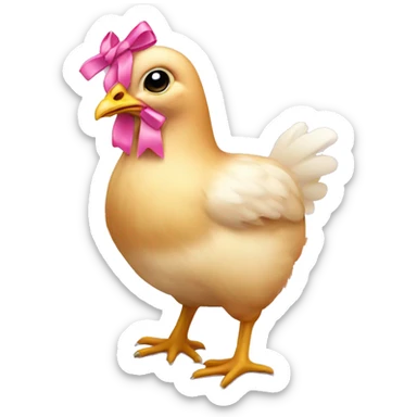 hen chick with pink bow on her head sticker