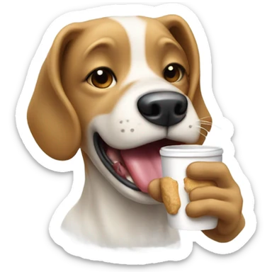 A dog licking a pup cup sticker