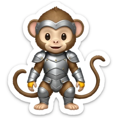 baby monkey in armor, full body, smile sticker