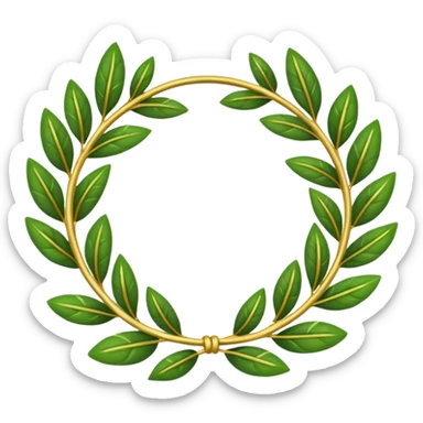 A stylized laurel wreath with thicker, cartoon-like leaves. sticker