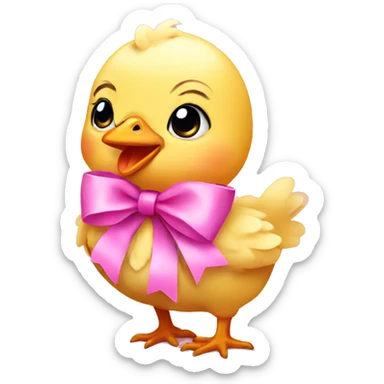 Baby chicken with pink bow sticker