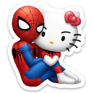 Hello kitty kissing spider man  sticker