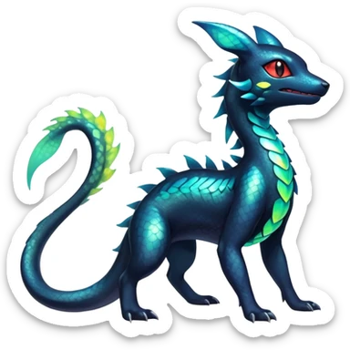 Colorful Iridescent Exotic Salandit-Aurorus-Umbreon-Fakémon-hybrid-creature (full body)  sticker
