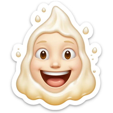 una faccina felice che si scioglie insieme a un liquido bianco sticker