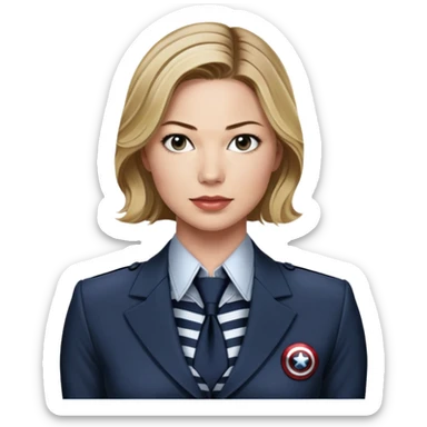 Emily VanCamp is sharon carter in captain america civil war, suit open button striped shirt sticker